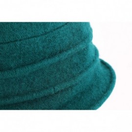 Bucket Hats Womens Girls Warm Wool Cloche Round Hat Wrinkled Floral Fedora Bucket Vintage Hat for Ladies - Green - C818KH6T59...