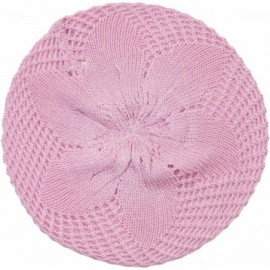 Berets Lightweight Knit Slouchy Beret - Pink Pastel - CD17YRIIKAQ $8.11