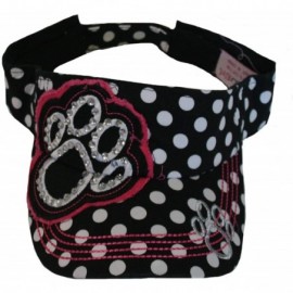 Visors Paw Print Bling Rhinestone Visor - Black/Pink Dots - CX11K1HBIKZ $23.11