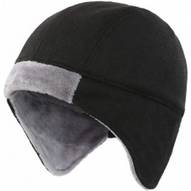Skullies & Beanies Mens Fleece Lined Thermal Skull Cap Beanie with Ear Covers Winter Hat - Black - CA18IMZQU5A $23.98