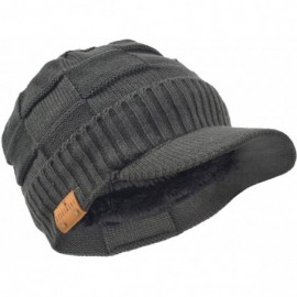 Skullies & Beanies Retro Newsboy Knitted Hat with Visor Bill Winter Warm Hat for Men - Check-dgrey - CG18INUW27X $16.89