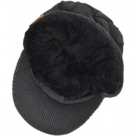 Skullies & Beanies Retro Newsboy Knitted Hat with Visor Bill Winter Warm Hat for Men - Check-dgrey - CG18INUW27X $16.89