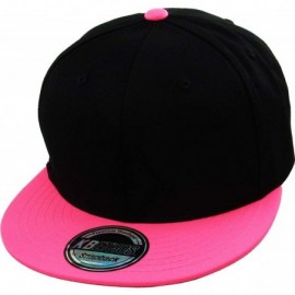 Baseball Caps Classic Snapback Hat Blank Cap - Cotton & Wool Blend Flat Visor - (1.7) Black Neon Pink - CY18L7RA90D $8.77