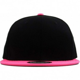 Baseball Caps Classic Snapback Hat Blank Cap - Cotton & Wool Blend Flat Visor - (1.7) Black Neon Pink - CY18L7RA90D $8.77