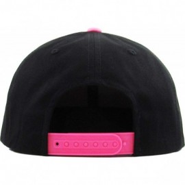 Baseball Caps Classic Snapback Hat Blank Cap - Cotton & Wool Blend Flat Visor - (1.7) Black Neon Pink - CY18L7RA90D $8.77
