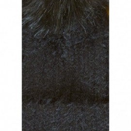 Skullies & Beanies Women's Soft Fuzzy Ribbed Beanie with Faux Fur Pompom Accent - Black - C918IDQHNC6 $9.23