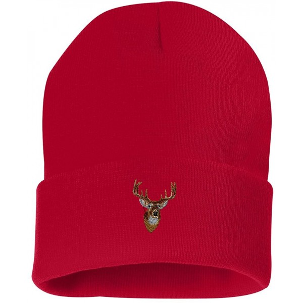 Skullies & Beanies Whitetail Deer Head Custom Personalized Embroidery Embroidered Beanie - Red - C312N7ZLF1D $19.64