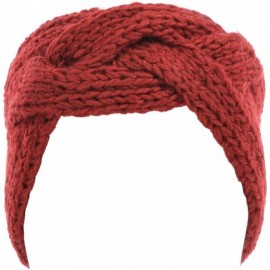Cold Weather Headbands Women's Solid Cable Knitted Headband Headwrap Comfortable - Red. - C112GUFUY79 $9.42