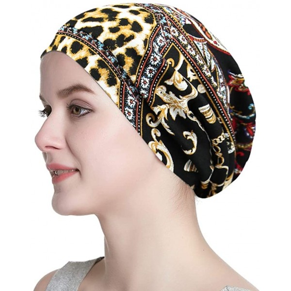 Skullies & Beanies Satin Lined Sleep Cap Slouchy Slap Hat — Soft Elastic Band- Stay All Night - Gorgeous Print - CT18MCCU5DX ...