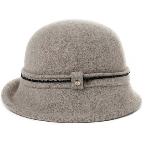 Bucket Hats 1920 Vintage Cloche Bucket Hat Ladies Church Derby Party Fashion Winter 55-59CM - 00090_camel - CQ18ZUI99I4 $26.05
