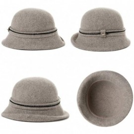 Bucket Hats 1920 Vintage Cloche Bucket Hat Ladies Church Derby Party Fashion Winter 55-59CM - 00090_camel - CQ18ZUI99I4 $26.05