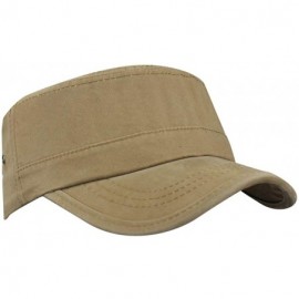 Baseball Caps Mens 100% Cotton Flat Top Running Golf Army Corps Military Baseball Caps Hats - Slant Khaki - CU18S5U8COC $12.09
