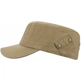 Baseball Caps Mens 100% Cotton Flat Top Running Golf Army Corps Military Baseball Caps Hats - Slant Khaki - CU18S5U8COC $12.09