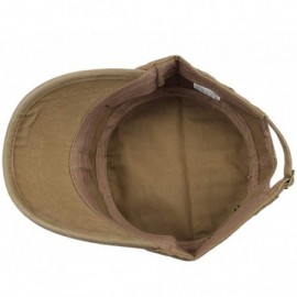 Baseball Caps Mens 100% Cotton Flat Top Running Golf Army Corps Military Baseball Caps Hats - Slant Khaki - CU18S5U8COC $12.09