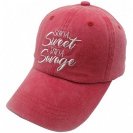 Baseball Caps Unisex Sorta Sweet Sorta Savage Denim Hat Adjustable Washed Dyed Cotton Dad Baseball Caps - CS18RE4NQI7 $10.58
