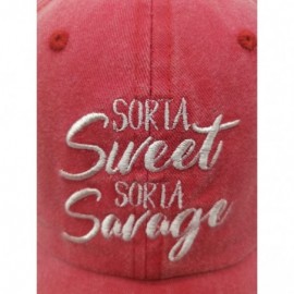 Baseball Caps Unisex Sorta Sweet Sorta Savage Denim Hat Adjustable Washed Dyed Cotton Dad Baseball Caps - CS18RE4NQI7 $10.58