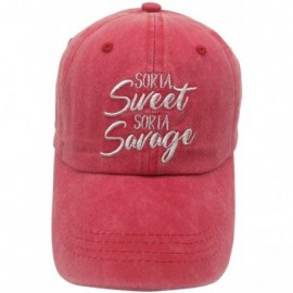 Baseball Caps Unisex Sorta Sweet Sorta Savage Denim Hat Adjustable Washed Dyed Cotton Dad Baseball Caps - CS18RE4NQI7 $10.58