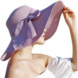Sun Hats Women's Big Bowknot Straw Sun Hat Floppy Foldable Roll up UV 50+ Beach Cap - Beige - CE18S6YSA96 $13.14