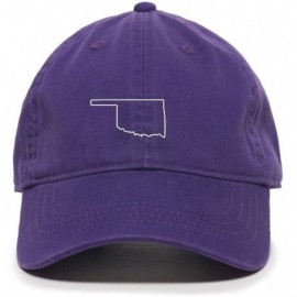 Baseball Caps Oklahoma Map Outline Dad Baseball Cap Embroidered Cotton Adjustable Dad Hat - Purple - C718ZO5X3HT $16.70