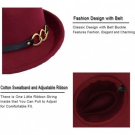 Fedoras Mens/Women FashionTrilby Hat Panama Style Short Brim Fedora - B-wine Red - CO1938N4CIE $12.95