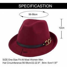 Fedoras Mens/Women FashionTrilby Hat Panama Style Short Brim Fedora - B-wine Red - CO1938N4CIE $12.95