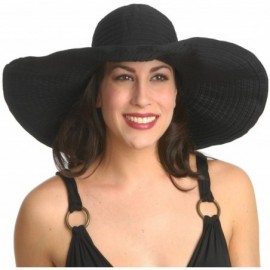 Sun Hats Women's Summer UPF 50+ Large Brim Floppy Beach Hat with Ribbon - Black - C312HI89L2V $45.06