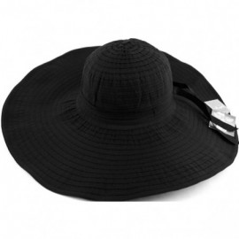 Sun Hats Women's Summer UPF 50+ Large Brim Floppy Beach Hat with Ribbon - Black - C312HI89L2V $25.75