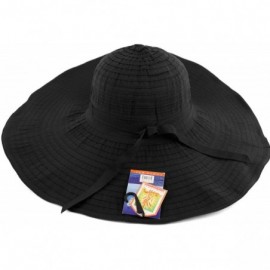 Sun Hats Women's Summer UPF 50+ Large Brim Floppy Beach Hat with Ribbon - Black - C312HI89L2V $25.75