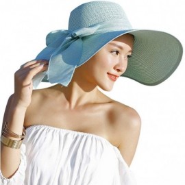 Sun Hats Women's Big Bowknot Straw Sun Hat Floppy Foldable Roll up UV 50+ Beach Cap - Beige - CE18S6YSA96 $13.14