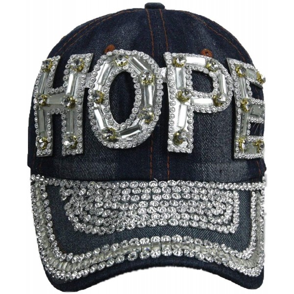 Baseball Caps Jewel Studded Baseball Cap Bling Rhinestone Fashion Hip Hop Party Jean Denim Hat - Hope - CY18WDHREOI $17.90