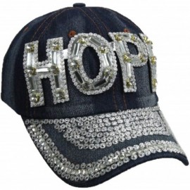 Baseball Caps Jewel Studded Baseball Cap Bling Rhinestone Fashion Hip Hop Party Jean Denim Hat - Hope - CY18WDHREOI $17.90