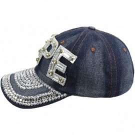 Baseball Caps Jewel Studded Baseball Cap Bling Rhinestone Fashion Hip Hop Party Jean Denim Hat - Hope - CY18WDHREOI $17.90