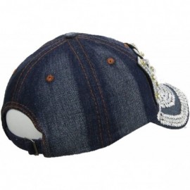 Baseball Caps Jewel Studded Baseball Cap Bling Rhinestone Fashion Hip Hop Party Jean Denim Hat - Hope - CY18WDHREOI $17.90