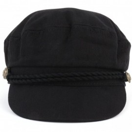 Newsboy Caps Cotton Herringbone Texture Newsboy Greek Fisherman Hat - Black - C418GKOIREL $16.98