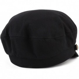 Newsboy Caps Cotton Herringbone Texture Newsboy Greek Fisherman Hat - Black - C418GKOIREL $16.98