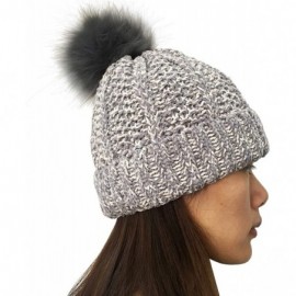 Skullies & Beanies Women Winter Beanie Hats Faux Fur Pom Pom Beanie Hat - Grey-m19 - C918XD84NI6 $12.31