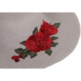 Sun Hats Women Flower Embroidery Foldable Floppy Wide Large Brim Sun Hats - Grey - CR18537TTDO $15.03