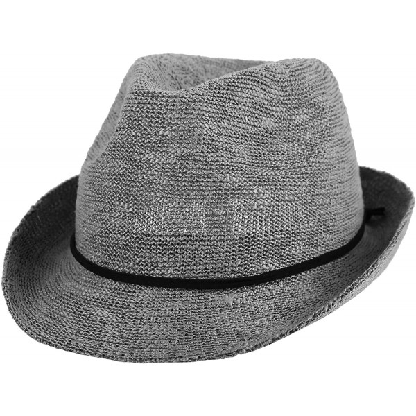 Fedoras Unisex Lightweight Packable Foldable Straw Fedora Hat Beach Sun Hat - Mid Gray - CN18KS7TOSQ $15.46