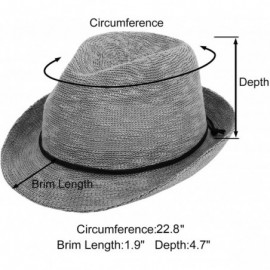 Fedoras Unisex Lightweight Packable Foldable Straw Fedora Hat Beach Sun Hat - Mid Gray - CN18KS7TOSQ $15.46