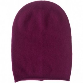 Skullies & Beanies 100% Pure Cashmere Women's Slouchy Beanie Hat - Purple - CT18Y549TKI $26.61