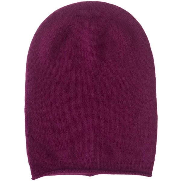 Skullies & Beanies 100% Pure Cashmere Women's Slouchy Beanie Hat - Purple - CT18Y549TKI $26.61