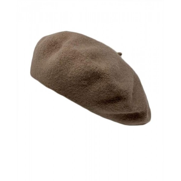 Berets French Casual Classic Solid Women Wool Beret Hat - Tan - CP18LCTQ8EG $11.31