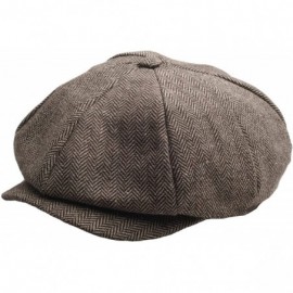 Baseball Caps Driving 8 Panel Herringbone Tweed Pattern Wool Newsboy Cap Gatsby Beret Hat - Brown - CR129DHM5CX $20.44