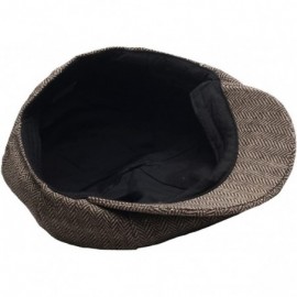 Baseball Caps Driving 8 Panel Herringbone Tweed Pattern Wool Newsboy Cap Gatsby Beret Hat - Brown - CR129DHM5CX $20.44