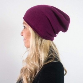 Skullies & Beanies 100% Pure Cashmere Women's Slouchy Beanie Hat - Purple - CT18Y549TKI $26.61