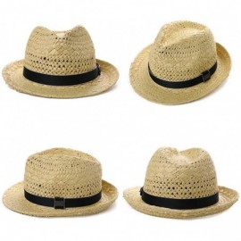 Fedoras Fedora Straw Fashion Sun Hat Packable Summer Panama Beach Hat Men Women 56-62CM - 00723_beige1 - C918TSTRY2N $24.51