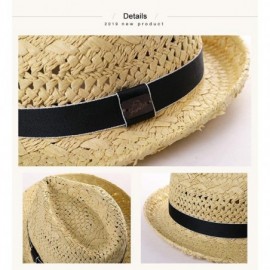 Fedoras Fedora Straw Fashion Sun Hat Packable Summer Panama Beach Hat Men Women 56-62CM - 00723_beige1 - C918TSTRY2N $24.51