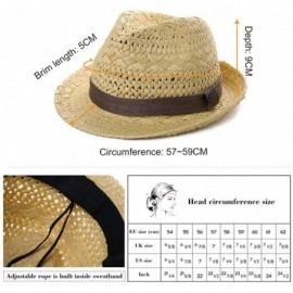 Fedoras Fedora Straw Fashion Sun Hat Packable Summer Panama Beach Hat Men Women 56-62CM - 00723_beige1 - C918TSTRY2N $24.51