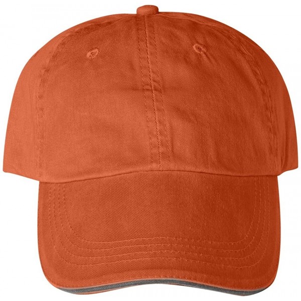 Baseball Caps Solid Low-Profile Sandwich Trim Pigment-Dyed Twill Cap (166) - Tangerine - CP113MH3197 $11.95