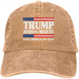 Baseball Caps Trump 2020 The Sequel Make Liberals Cry Again Men Women Washed Baseball Cap - Natural - CI196YECOSU $12.65